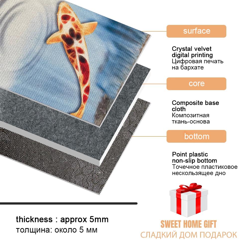 Gold Fish Lake Corridor Hallway Rugs and Carpets 3D Waterfall Living Room Area Rug Kitchen Bedroom Rug Bath Mat Entrance Doormat