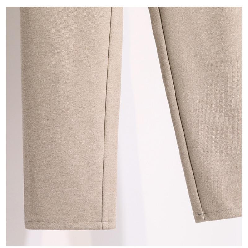 Förtjockade tweedbyxor för kvinnor höst och vinter Raka byxor i plusstorlek Casual byxor