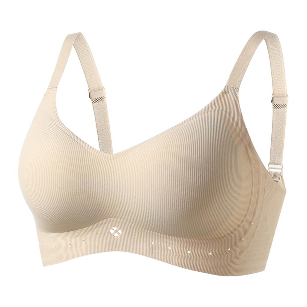 Zeriluna Four-leaf Flower Breathable Ribbed Push-up Bra Comfortable, Body-fitting, Skin-friendly, Soft and Breathable Underwear