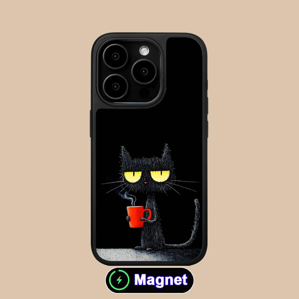 

Cute Coffee Cat Matte Surface Magsafe Mobile Phone Case for iPhone 17 16 15 14 13 12 11 Air Pro Max Plus Colorful Cover iPhone 11