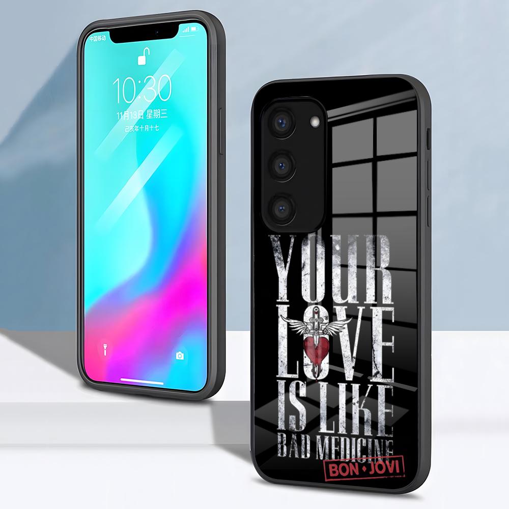 

Rock Band B-Bon Jovi Forever Phone Case For Samsung S26 S25 S24 FE S23 S22 S21 Plus S20 Ultra Note20Ultra Black Glass Cover Galaxy S25
