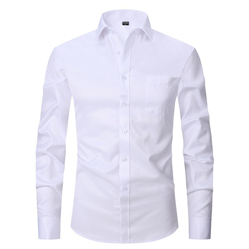 Chemise habillée décontractée à manches longues unie pour homme grande taille