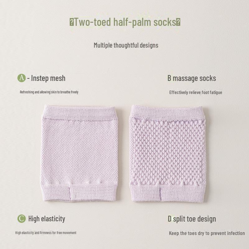 Women's Summer Non-Slip Split-Toe Half Palm Socks - Pure Cotton Invisible Boat Socks