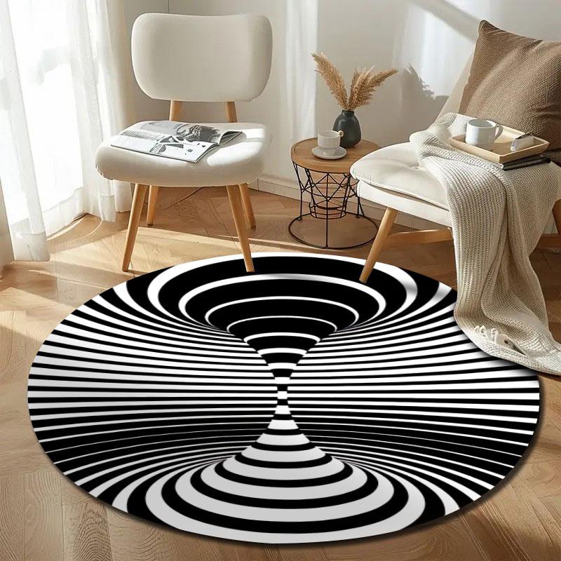 Artistic Round Floral Multicolor Rug Pad, Non-Slip Floor Mat for Bathroom