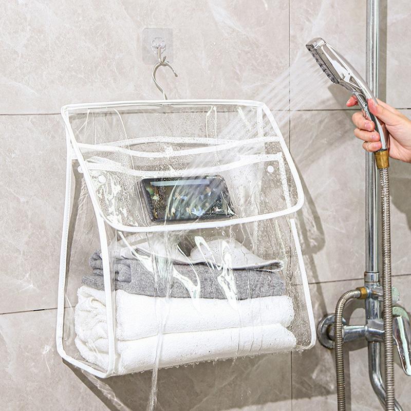 Bathroom Storage Bag Bathroom Waterproof Hanging Storage Bag Wall Hanging PVC Makeup Bag Organizer Towel Clothes Storage Bags