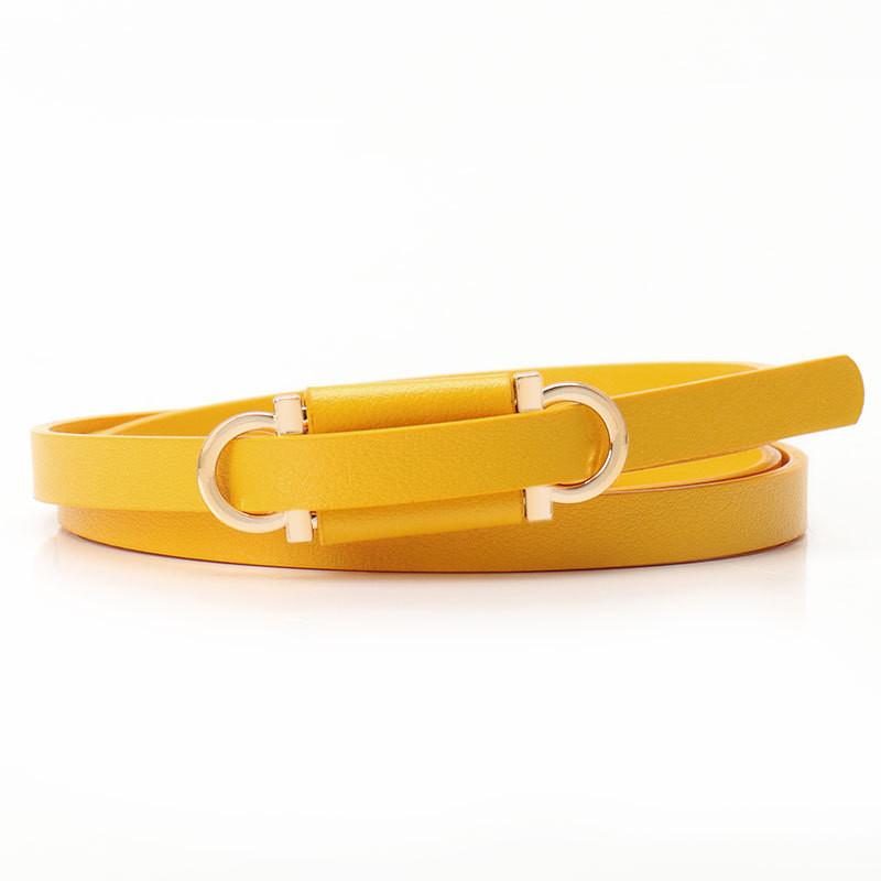 Womens Minimalist Fake Leather Belt With Gold Alloy Buckle For Casual Dress And Sweater Outfits