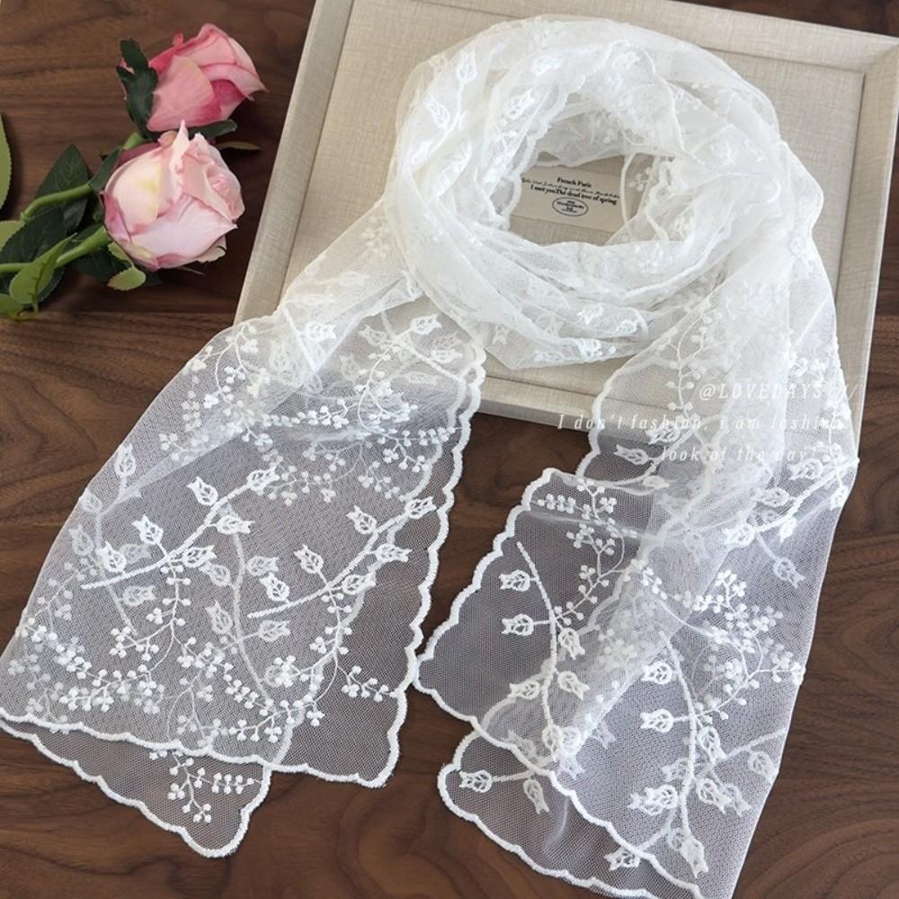 Embroidered Design Hollow Lace Scarf Lace Material Photo-Ready Shawl  Sun Protection