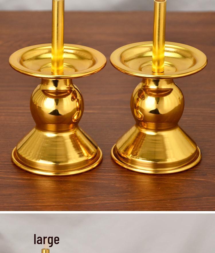 Bamboo and Alloy Candle Holder for Worship - Insertable Stand for Buddha or God