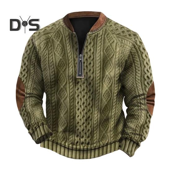 

Осень-зима Мужская толстовка с полумолнией, ромбовидной текстурой, лоскутное круглое декольте, пуловер с длинными рукавами, повседневный спортивный топ для активного отдыха 3XL зелёный