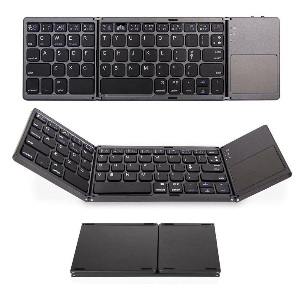 Upgraded B033 Plus Tri-Fold Bluetooth Keyboard with Touchpad & Type-C Charging