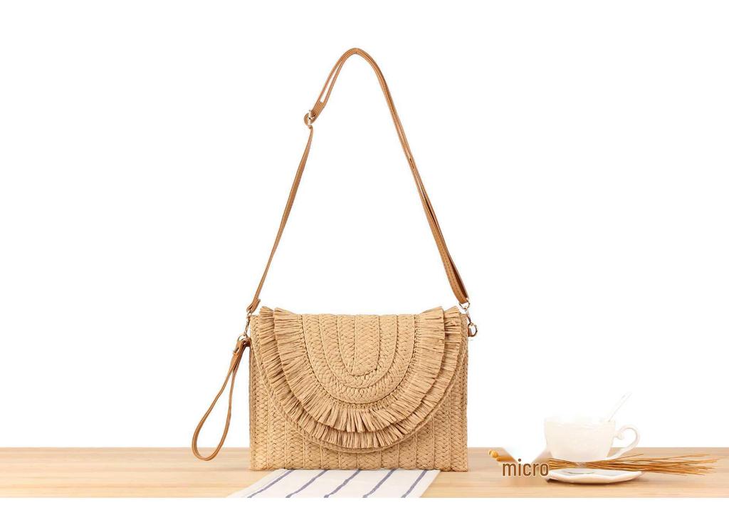 Women's Versatile Woven Straw Clutch Crossbody Bag for Beach and Casual Commute