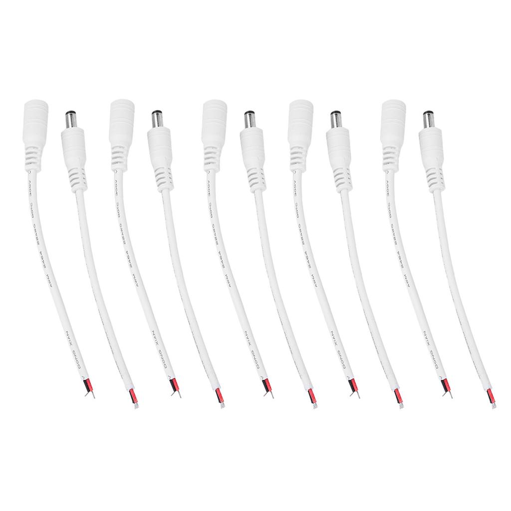 5 Pair 5.5x2.1mm Male Female Power Barrel Plug Connector Cable Wire (Black)