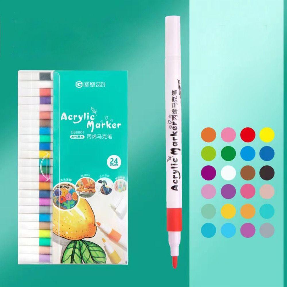 Waterproof 12/24/36/48/60 Colors Acrylic Marker Drawing Multicolor Markers Brush Pens Set  School