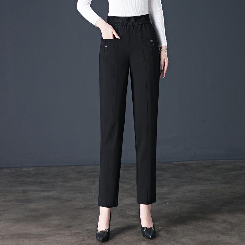 

Women s Elastic High Waist Loose Harem Pants - Slimming, Plus Size, Fashionable, Spring/Autumn Casual Wear 3XL чёрный