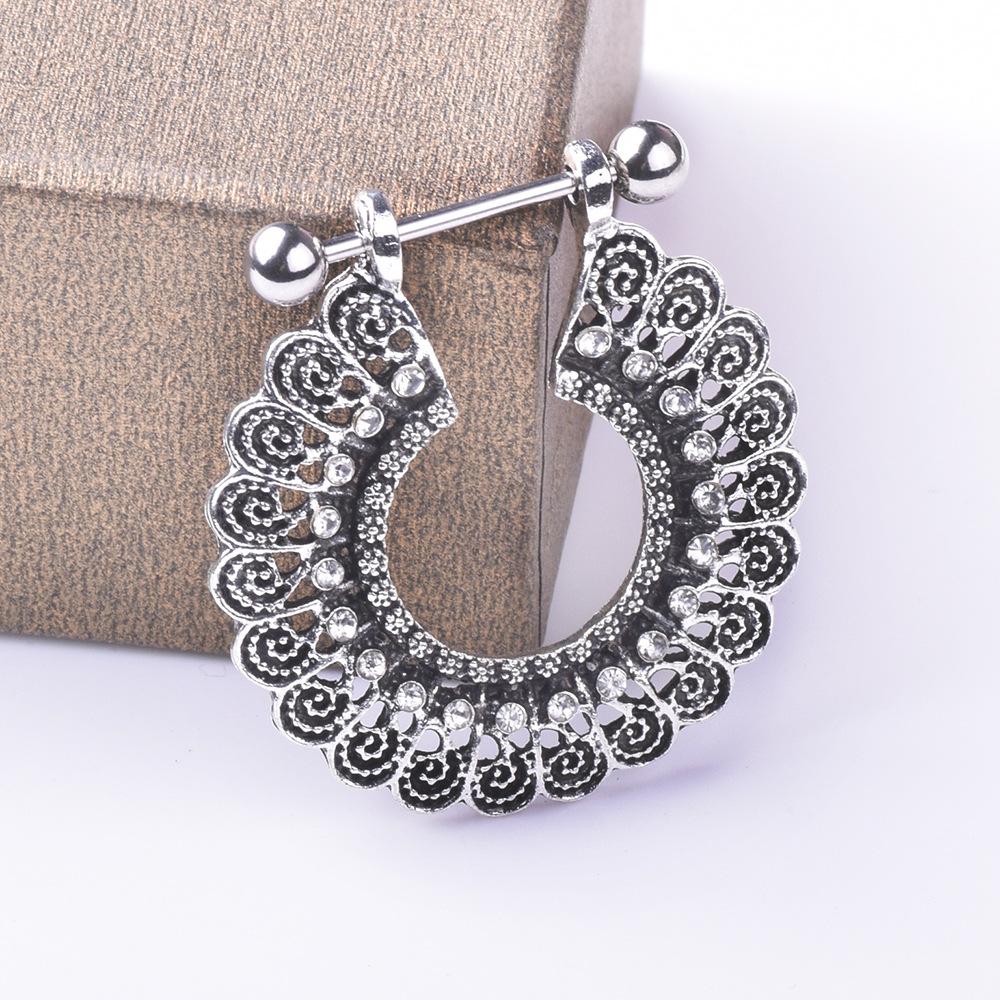 Neuer Nippelring, persischer Wind, Retro-hohl geschnitzter Strass-Milchring