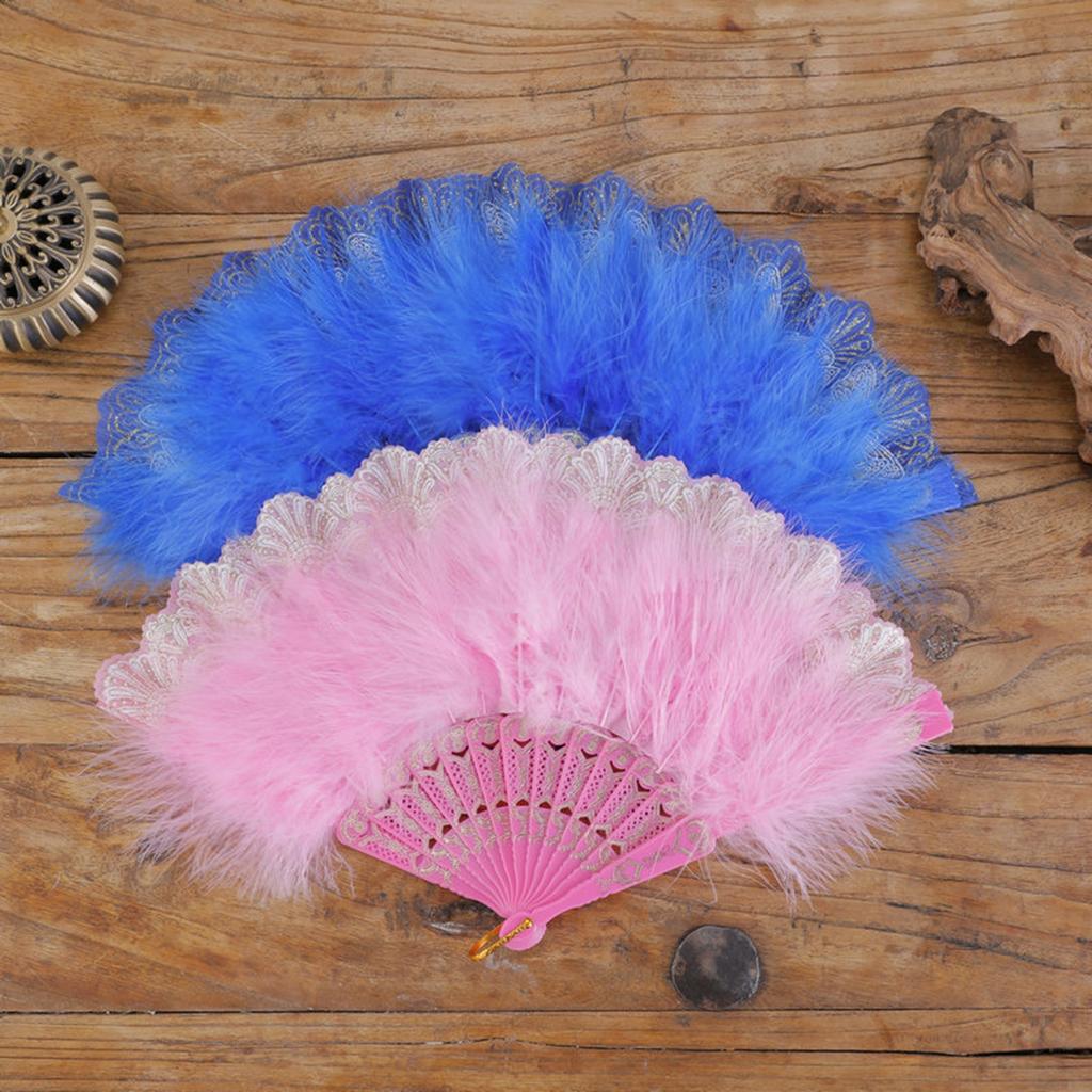 Elegant Lace Feathered Fan for Women 1920s Vintage Styles Flapper Folding Handheld Hand Fan for Cosplay Parties Event