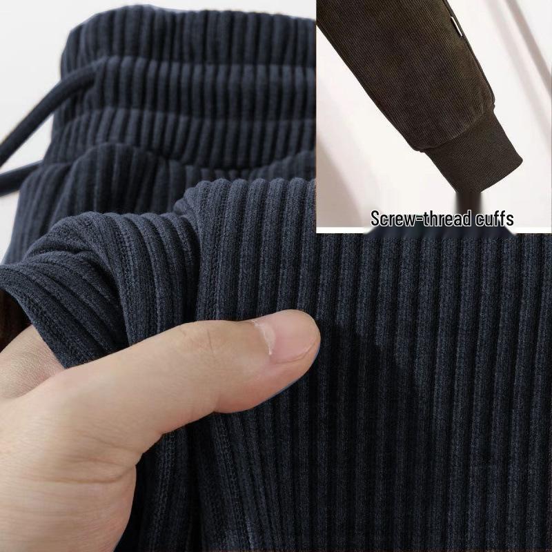 Heavyweight Gray Chenille Wide-Leg Casual Pants for Men and Women