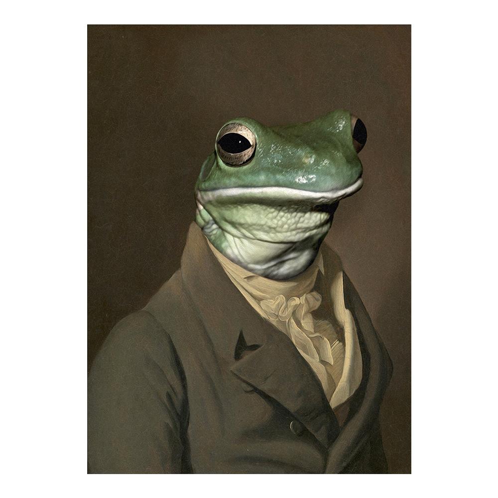 Engraçado Renascimento Retrato Pintura Tela Impressão Pôster Arte de Parede Cabeça de Animal Corpo Humano Imagem para Sala de Estar Decoração de Casa