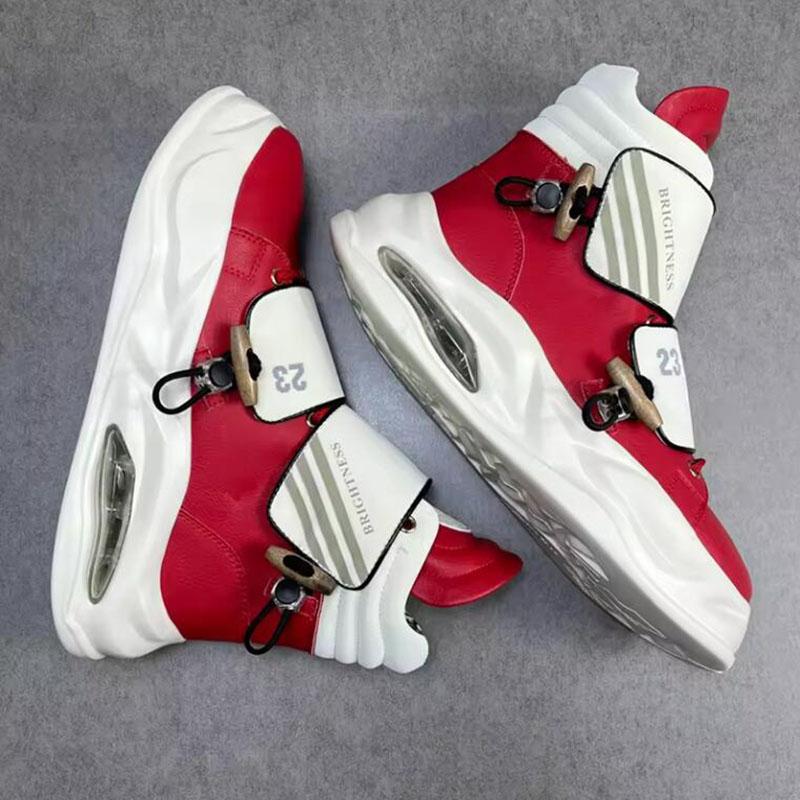 Fashion European-style High-top Red Fashionable Men's Shoes - Original Men's Casual Shoes - High Heel Thick Sole Shoes A3