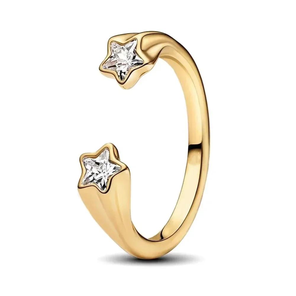 copper Double Heart Ring Bow Starfish Crown Bow Moon Rings Ideal For Women Fine Jewellery Wedding Party Valentines Day Gift