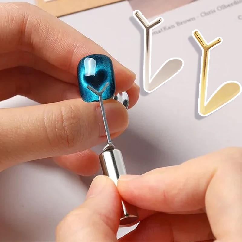 Cat Eye Nail Magnet Set With Y-Shape Wire Precision Heart & Ingot Designs, Odorless Nail Art Accessories For Stun Magnetic Shine