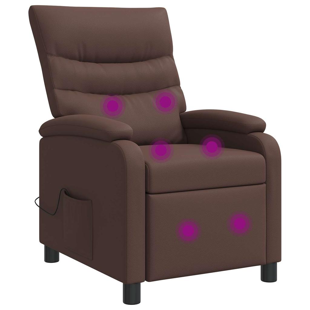 Massage Recliner Brown Faux Leather