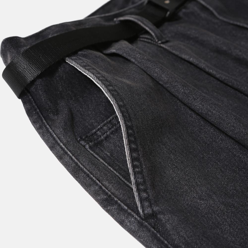 MOIF [Aw25] Wide Belted Denim Pants / Washed Black