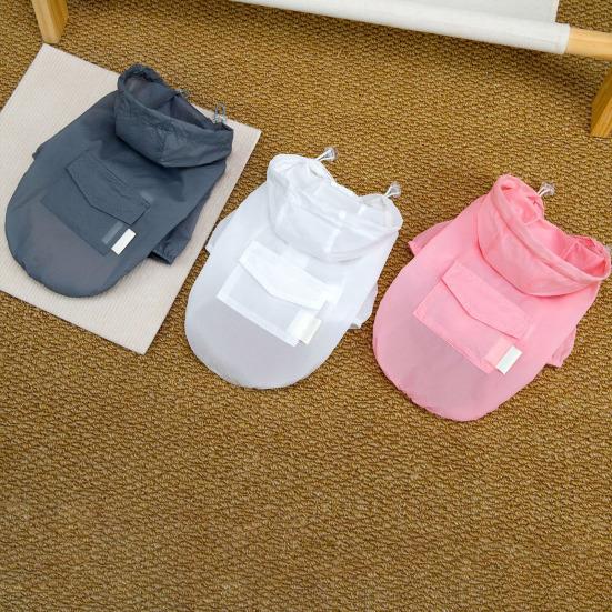 Sweat à capuche pour chien Protection solaire Respirant Veste d'été pour chiot Séchage rapide Vêtements pour chien avec poche Capuche réglable pour petits chiens Protection UV extérieure