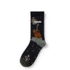 French Retro Abstract Oil Painting Mid-Calf Socks - Trendy Autumn/Winter High-Top Creative Combed Cotton for Women