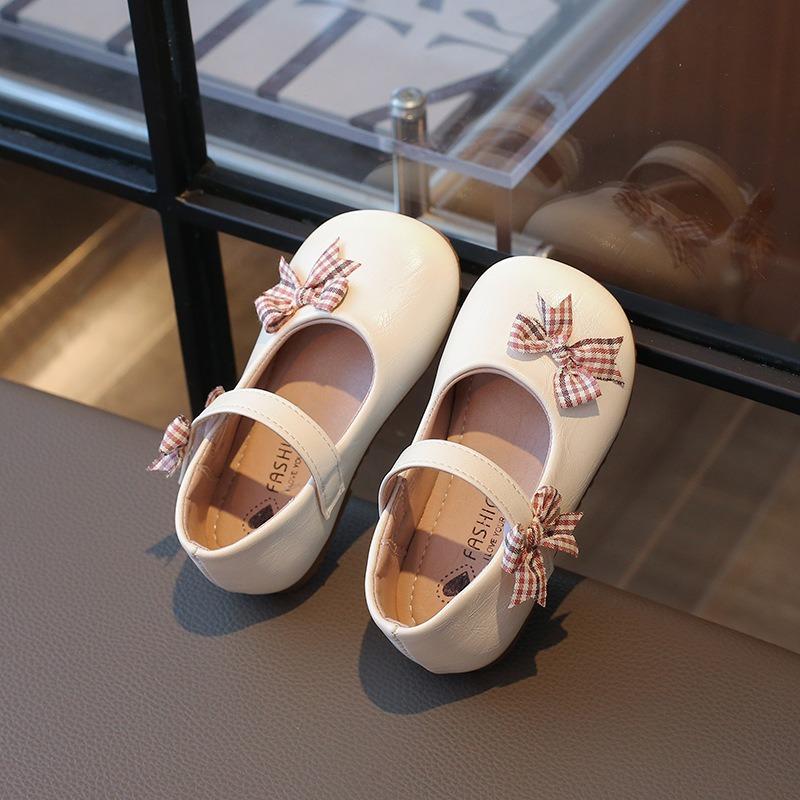 Cute Bowknot Girls' Leather Shoes | Fashionable Baby Princess Flats, Simple Casual Footwear for Toddlers Wedding Shoes