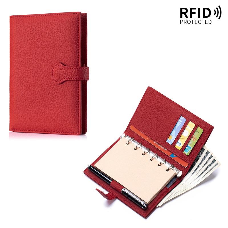 New Leather Multifunctional Passport Bag A7 Loose-leaf Handbook Notepad Removable First Layer Cowhide RFID Wallet