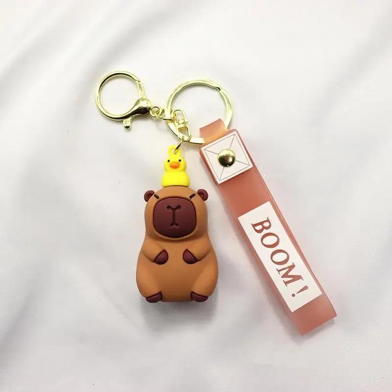 1PC Cartoon Capybara Plush Keychain Kawaii Backpack PVC Pendant Decoration Keyring Accessories Anime Lover Gifts