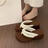 Muffin thick-soled wedge heel bread bubble clip-on flip-flops shoes women's height-increasing beach cool slippers