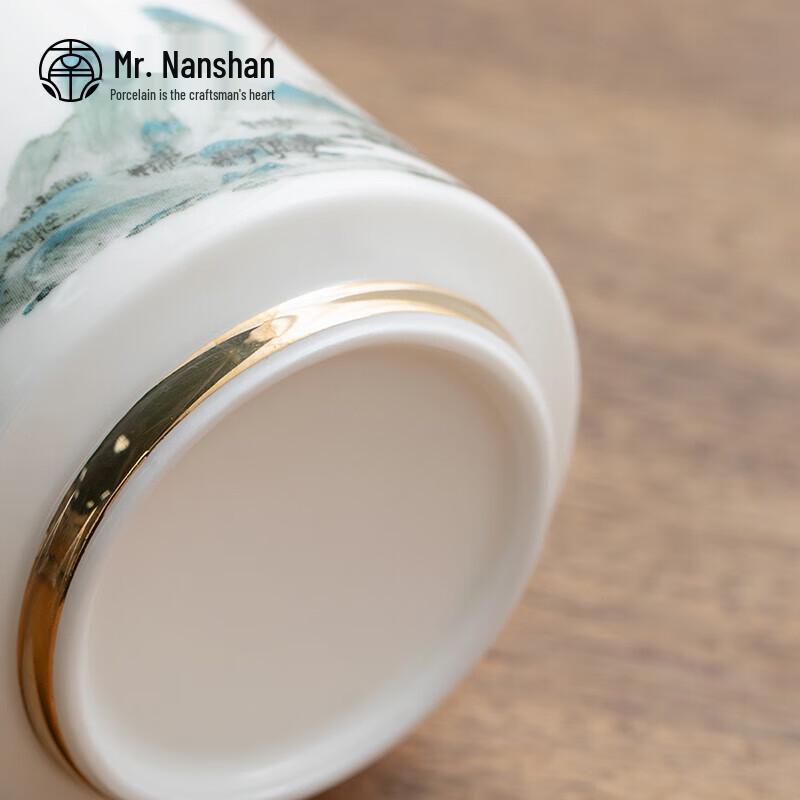 Nanshan Xiansheng Gilded Ceramic Gongfu Master Tea Cup - Thousands of Miles Landscape