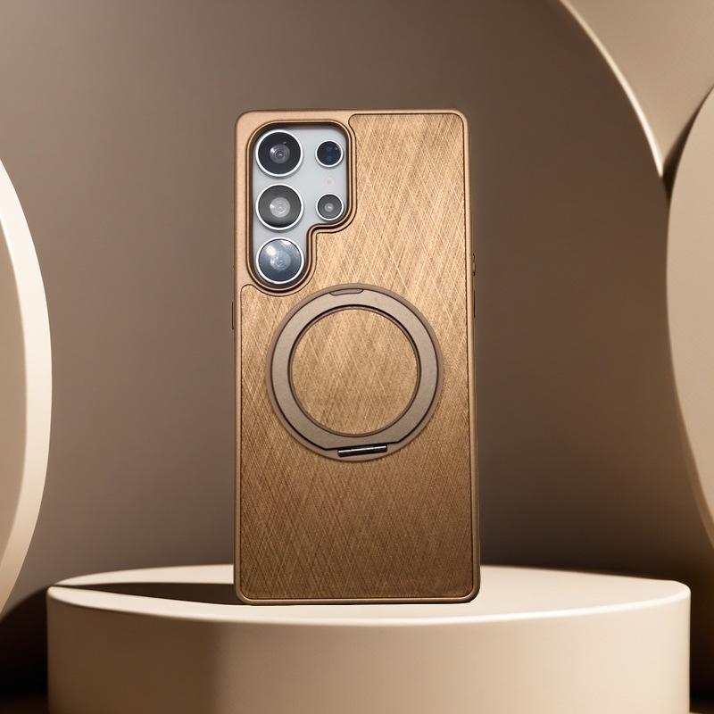 Suitable for Samsung S25ultra Mobile Phone Case Wood Grain 360 Rotating Magnetic Bracket Fashionable S25 Mobile Phone Protection Case