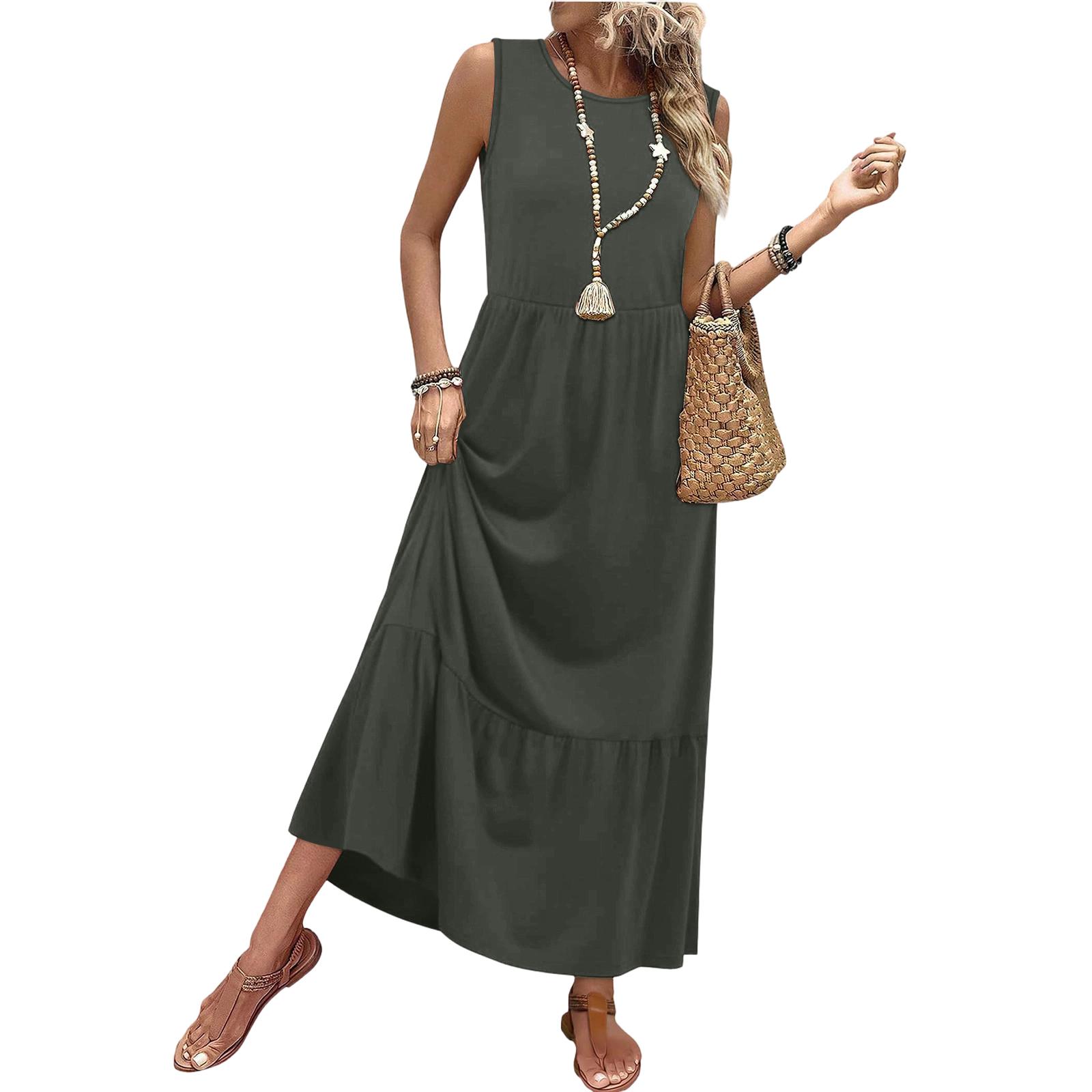 

Women s Loose-Fit Casual Sleeveless A-Line Dress S