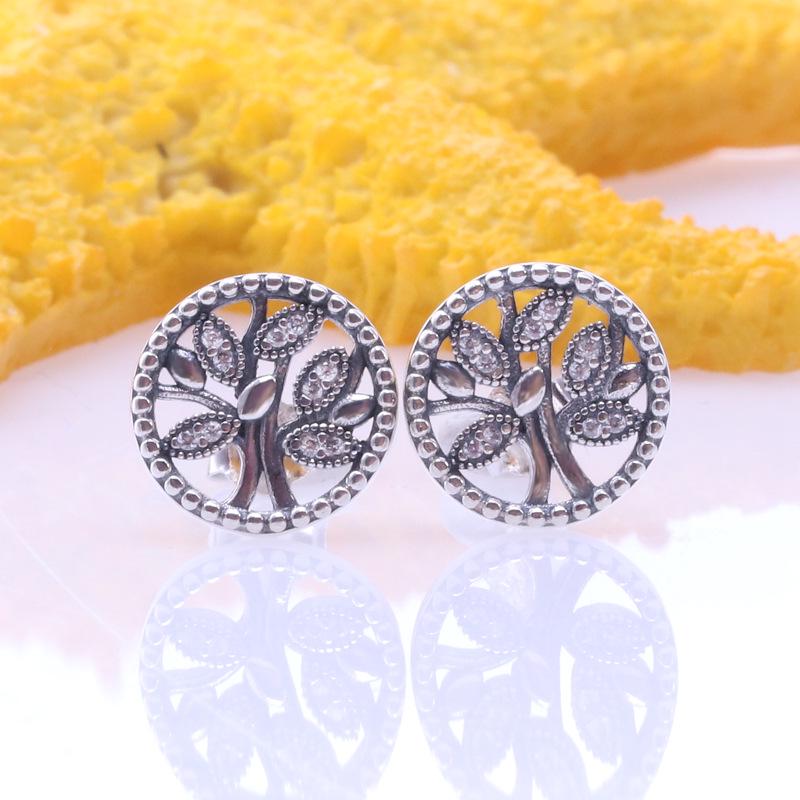 925 Sterling Silver Tree of Life Stud Earrings for Women - European & American Style, Perfect Mother s Day Gift Silver Plated White Copper (K037)