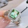 Huitan Luxury Trendy Green CZ Geometric Rings for Women Newly Designed Luxury Female Rings Wedding Party Gift Fashion Jewelry