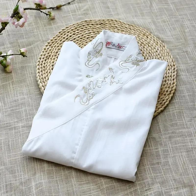 Oversized Traditional Chinese Hanfu Plus Size Daily Female Cross Collar Embroidery for Spring and Summer Clothing