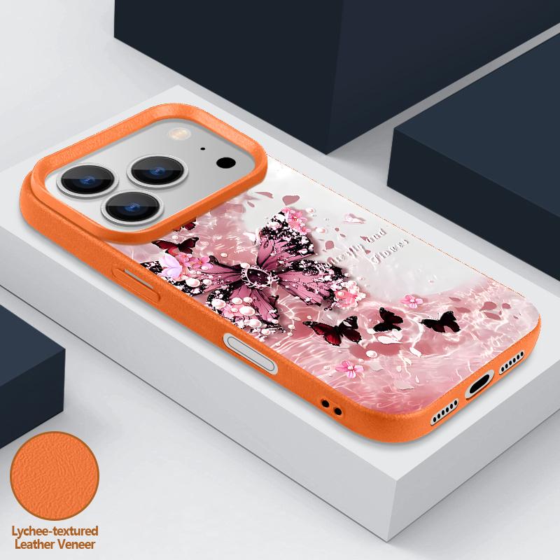 Fantastic Butterfly Print Case For iPhone 17 18 Pro Max Leather Texture Silicone Cover For iPhone 16 15 14 13 Pro Max 17E