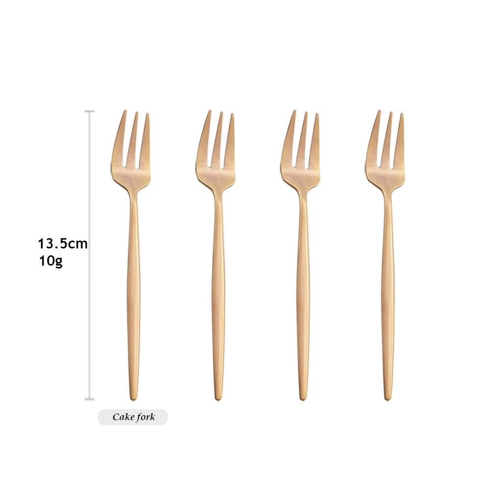 4PCS Stainless Steel Cutlery Rainbow Cake Fruit Fork Dinner Salad Fork Tableware Gold Dessert Fork For Hotel Party Kitchen Tool