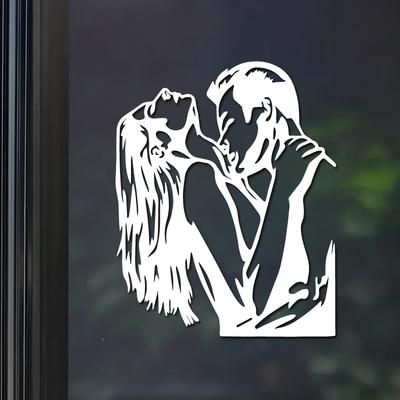 Romantic Kiss Silhouette, Kiss At Midnight, Imported PVC Work, Depicting a Couple Kissing, Suitable for Valentine's Day Decals