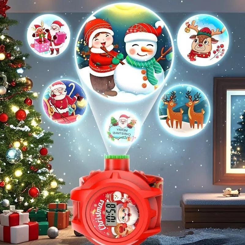 1-5PCS Projection Christmas Watch LED Glowing Kids Watch Fun Toy Trendy Accessory with Multiple Patterns Birthday Christmas Gift