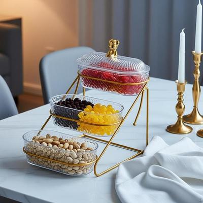 Fruit Basket Bowl Fruits Holder 3 Tier Versatile with Metal Stand Serving Tray for
