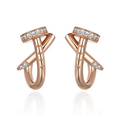 Orecchini in argento sterling 925 placcati in oro rosa con zirconi, orecchini personalizzati placcati in oro rosa
