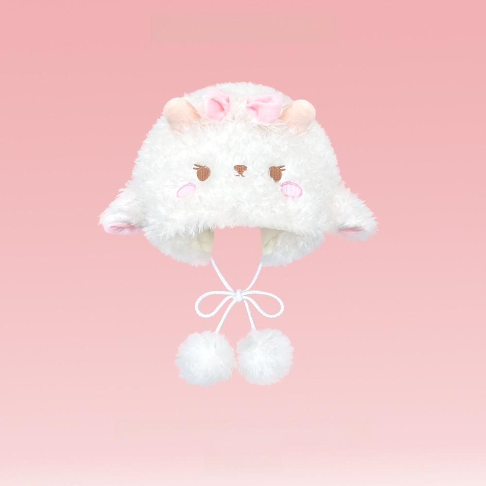 

Sheep Fleece Knit Hat With Sun Protection And Warmth For Women And Teens Style D