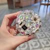 Korean Style Diamond Round Mirror Keychain: Folding Glass Charm for Bags & Cars
