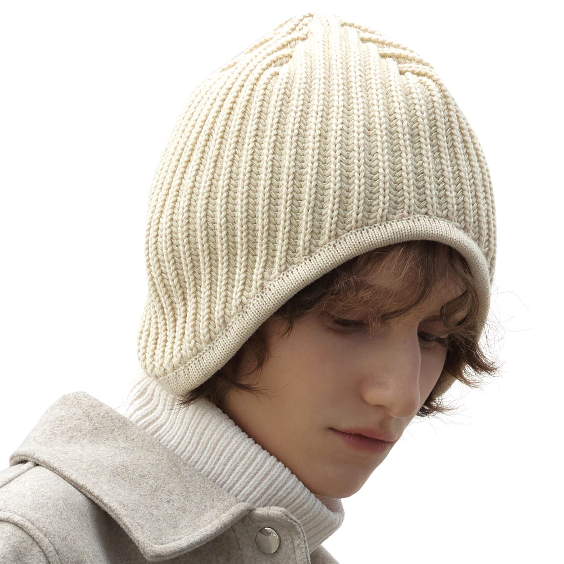 

Золотая латунная этикетка Унисекс Осень Зима Удобные наушники Ветрозащитные Теплые Однотонные Свободного кроя Шапка Вязаная Снежная Шапка-бини Стильная Лыжная Шапка Корея [UNDERCONTROL] слоновая кость