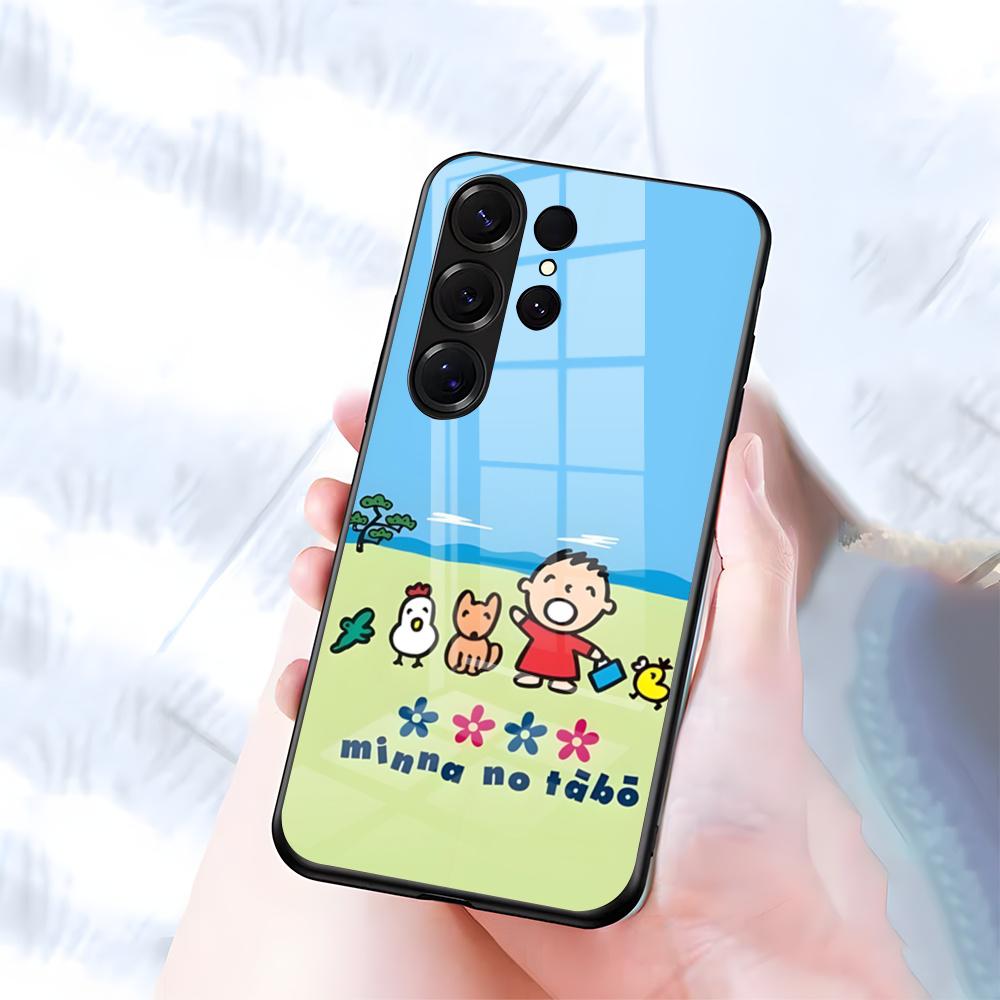 M-MINNA NO T-TABO Phone Case For Samsung S26 S25 S24 FE S23 S22 S21 Plus S20 Ultra Note20Ultra Black Glass Cover