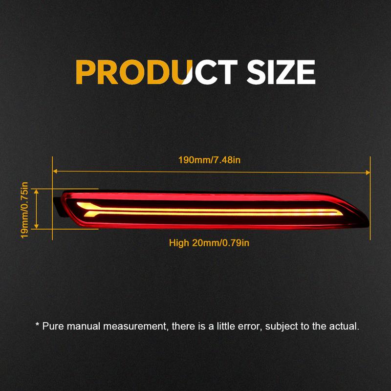3 Functions DC12V 2PCS LED DRL Rear Bumper Brake Light for Toyota Camry 2007-2013 RAV4 2020 Lexus NX 2015-2018 RC 2015-2018